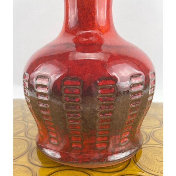 Vintage 60s pottery carafe, GT Beauceware red ceramic carafe with lid - Picture 6 of 10